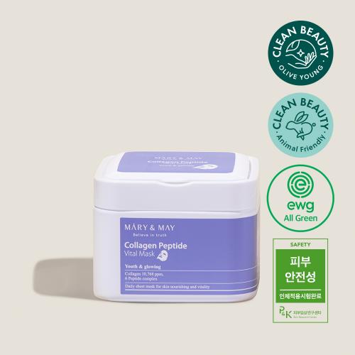 Mary&May - Masque Vital au Collagène et Peptides - Boite de 30 masques